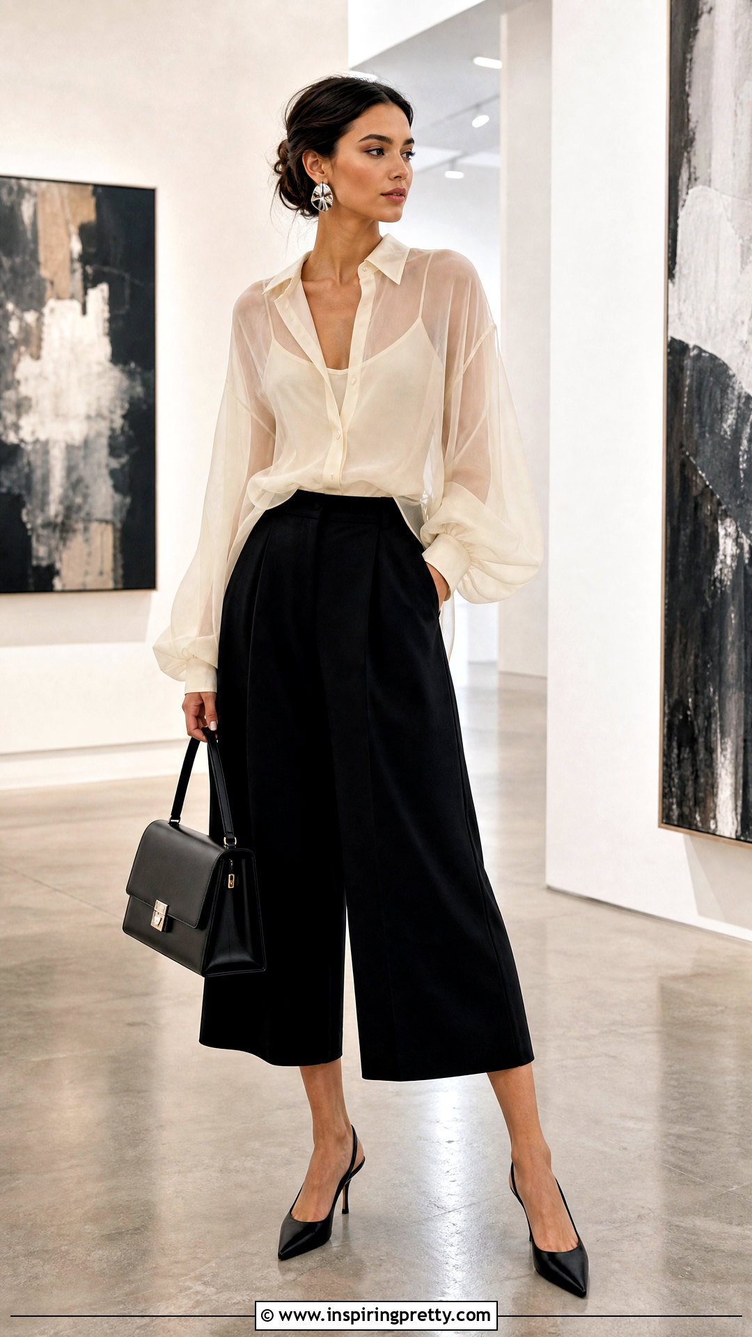 Organza Blouse With Tailored Culottes - 50 elegant tops for women