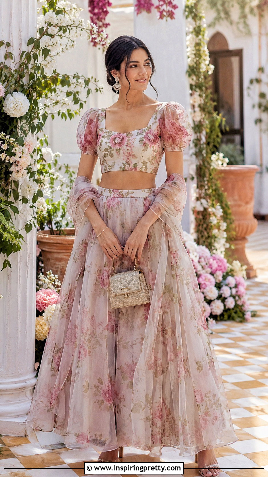 Organza Crop Top Lehenga - 50 Crop Top Designs For Lehenga Ideas