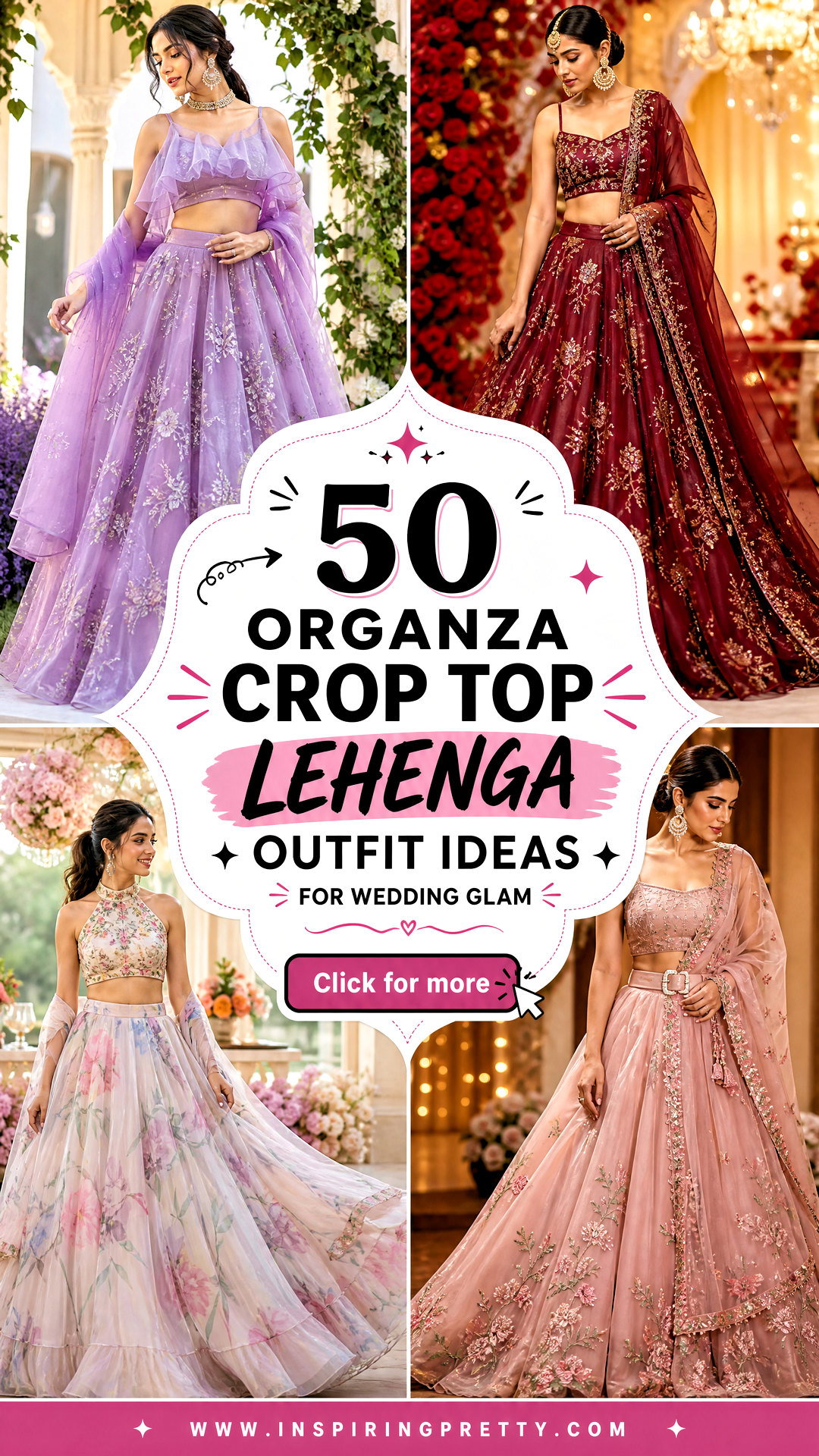 50 Organza Crop Top Lehenga Outfit Ideas for Wedding Glam - 50 Organza Crop Top Lehenga Outfit Ideas for Wedding Glam