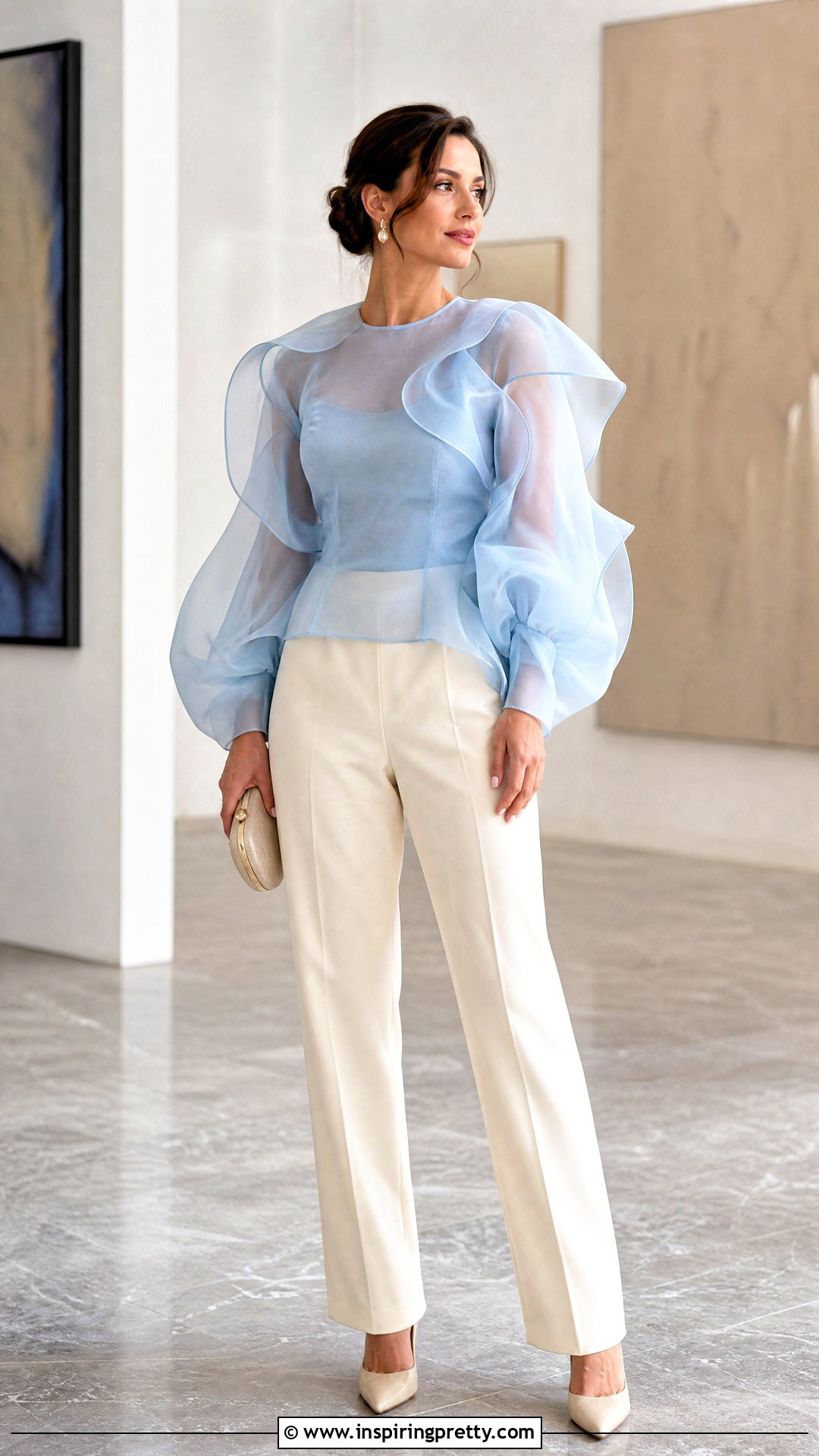 Organza Dress Top With Straight Pants - 20 Fabric For Dress Tops outfit ideas