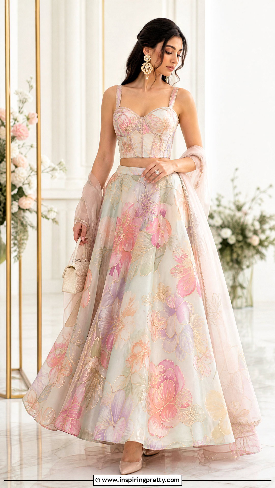 Organza Ethnic Skirt And Corset Top Outfit - 50 ethnic skirt and top outfit ideas