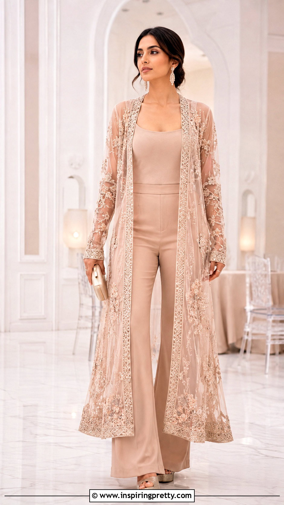 Organza Jacket Indo Western Top With Flared Pants - 50 Indo Western Tops outfit ideas