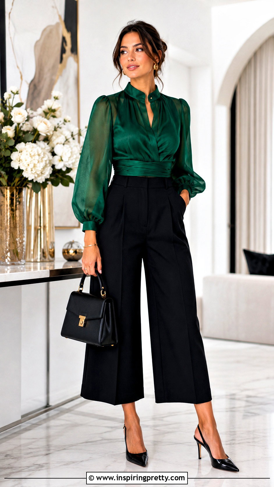 Organza Top With Culottes - 50 Organza Top Outfit ideas