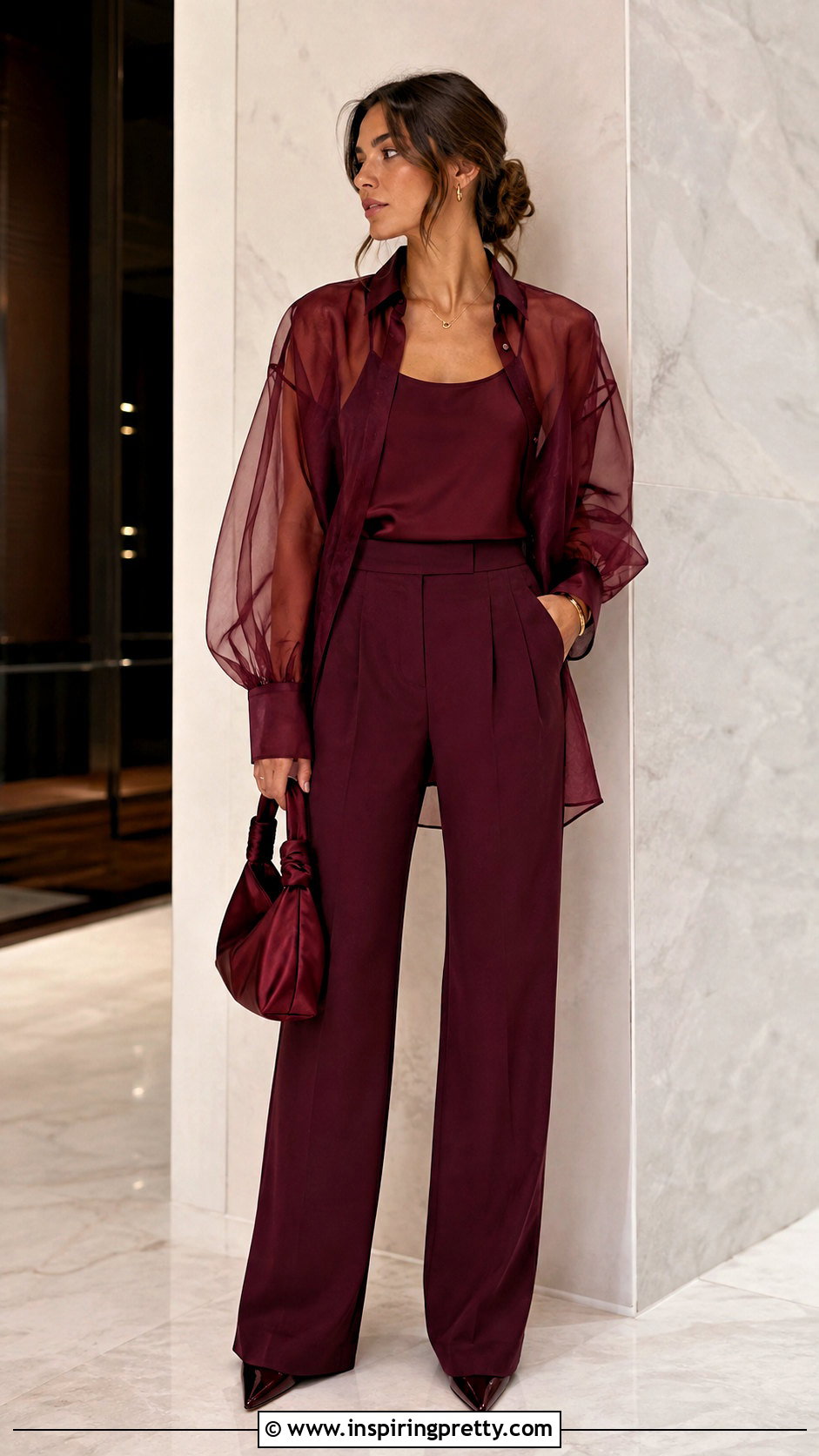 Organza Top With Monochrome Separates - 50 Organza Top Outfit ideas