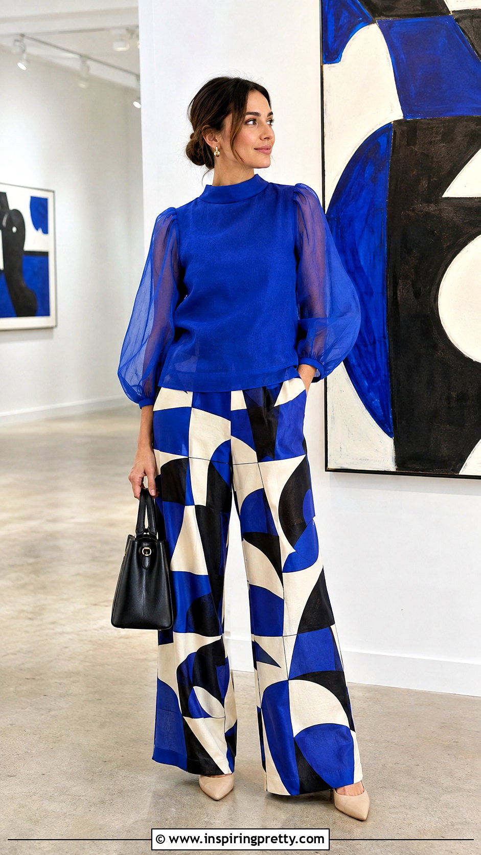 Organza Top With Printed Trousers - 50 Organza Top Outfit ideas