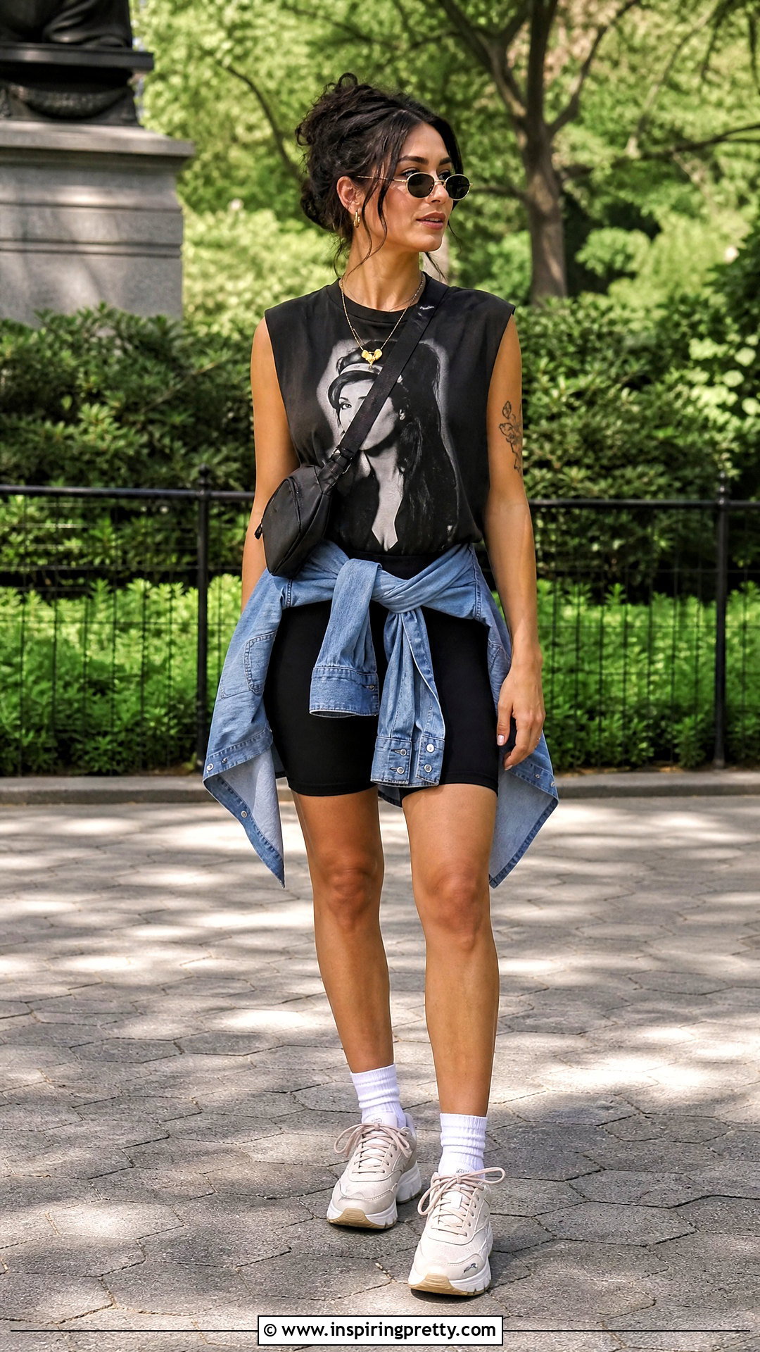Oversized Amy Winehouse Tank Top With Biker Shorts - 25 amy winehouse tank top outfit ideas