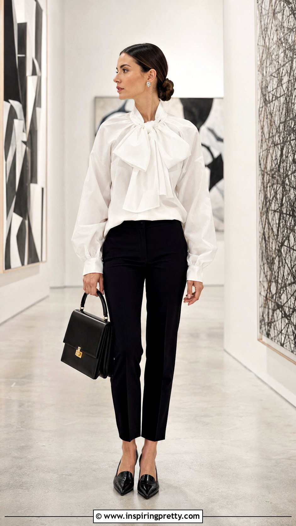 Oversized Bow Top With Slim Pants - 50 bow top outfit ideas