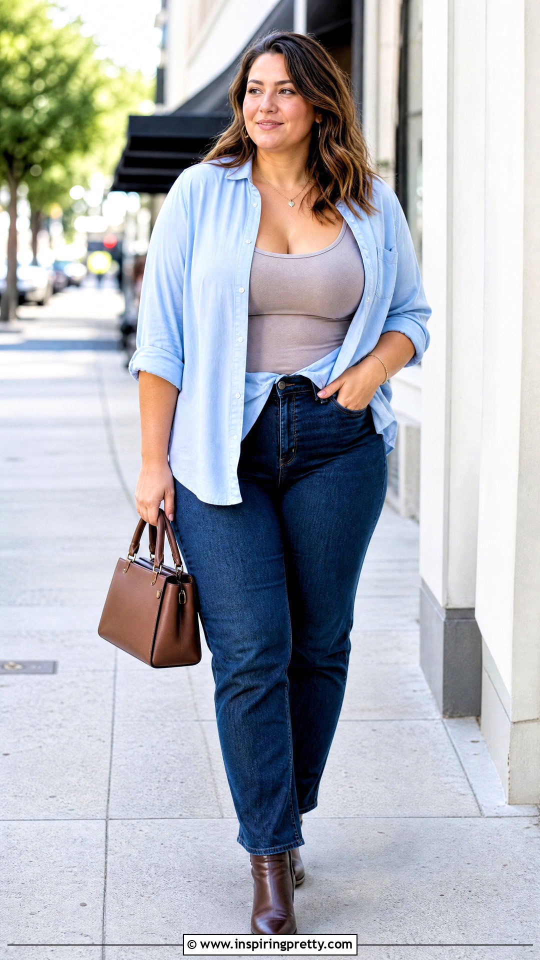 Oversized Button Down Shirt With Slim Jeans - 50 tops for big busted women