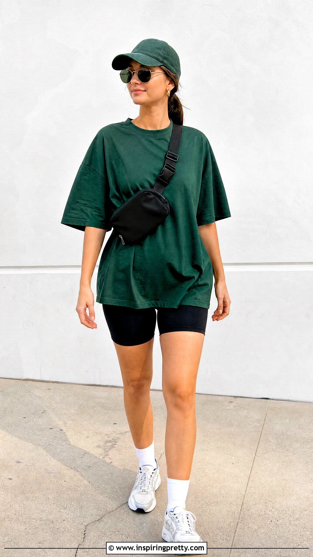 Oversized Cotton T Shirt With Biker Shorts - 50 cotton tops outfit ideas