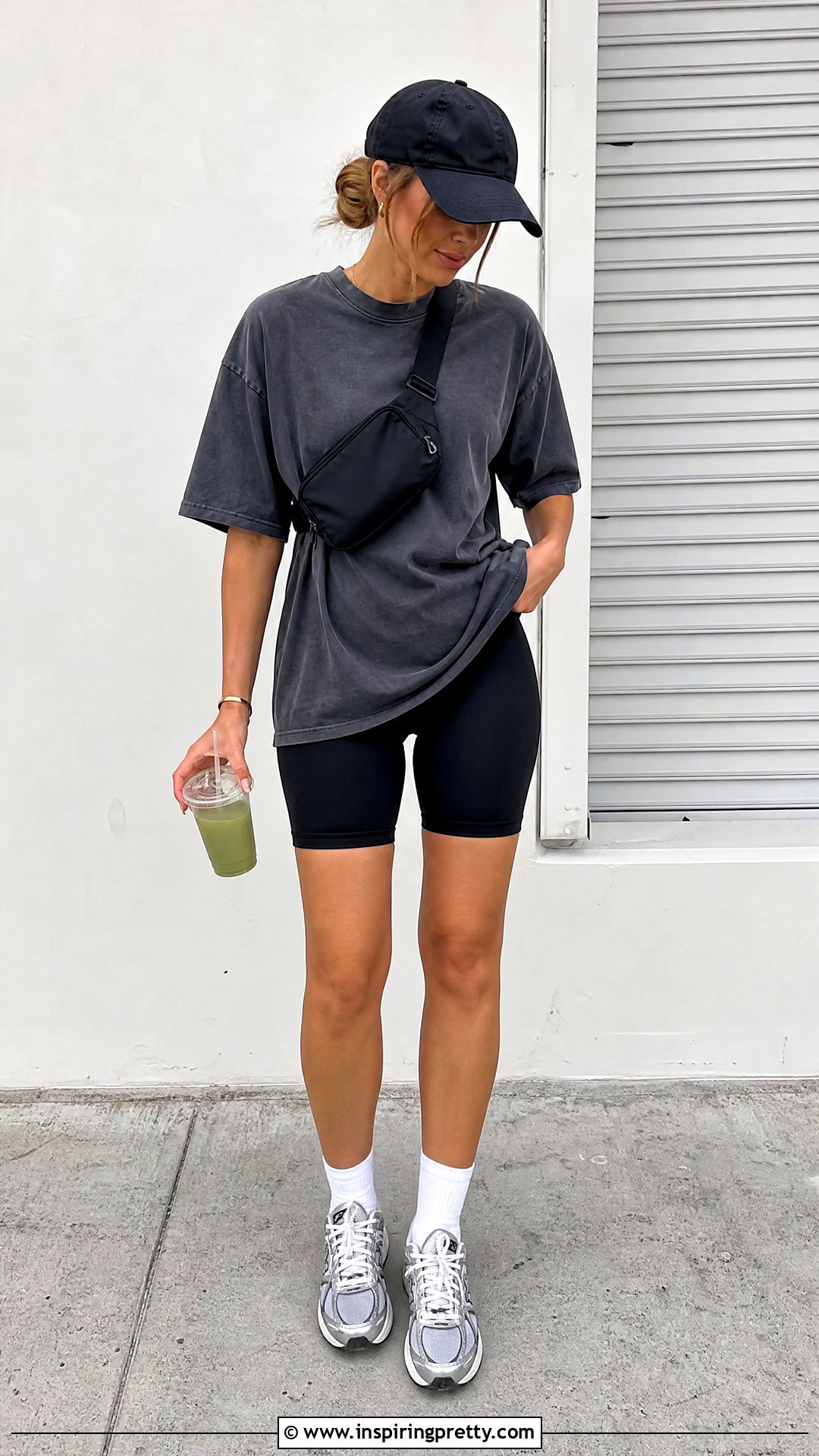 Oversized Cotton T Shirt With Biker Shorts - 50 cotton tops designs casual ideas