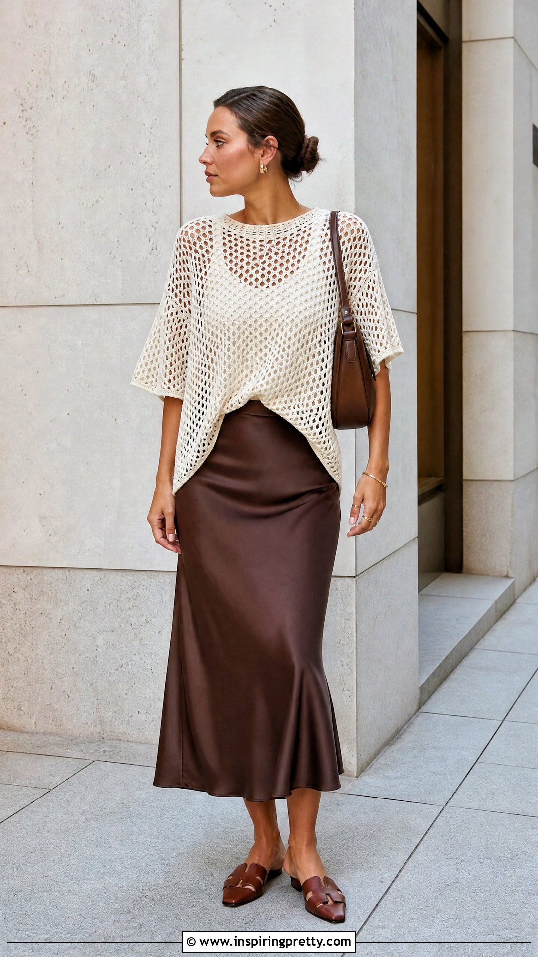 Oversized Crochet Tee With Slip Skirt - 25 Crochet Top Outfit Summer Aesthetic Ideas