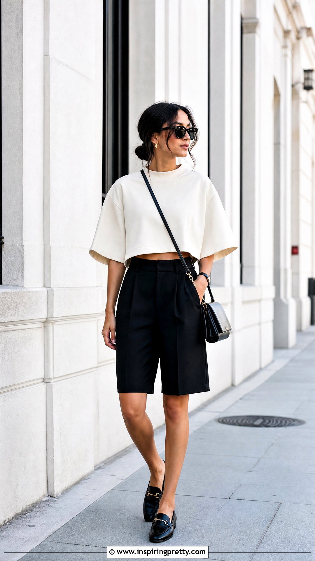 Oversized Crop Top With Bermuda Shorts - 50 oversized crop top outfit ideas