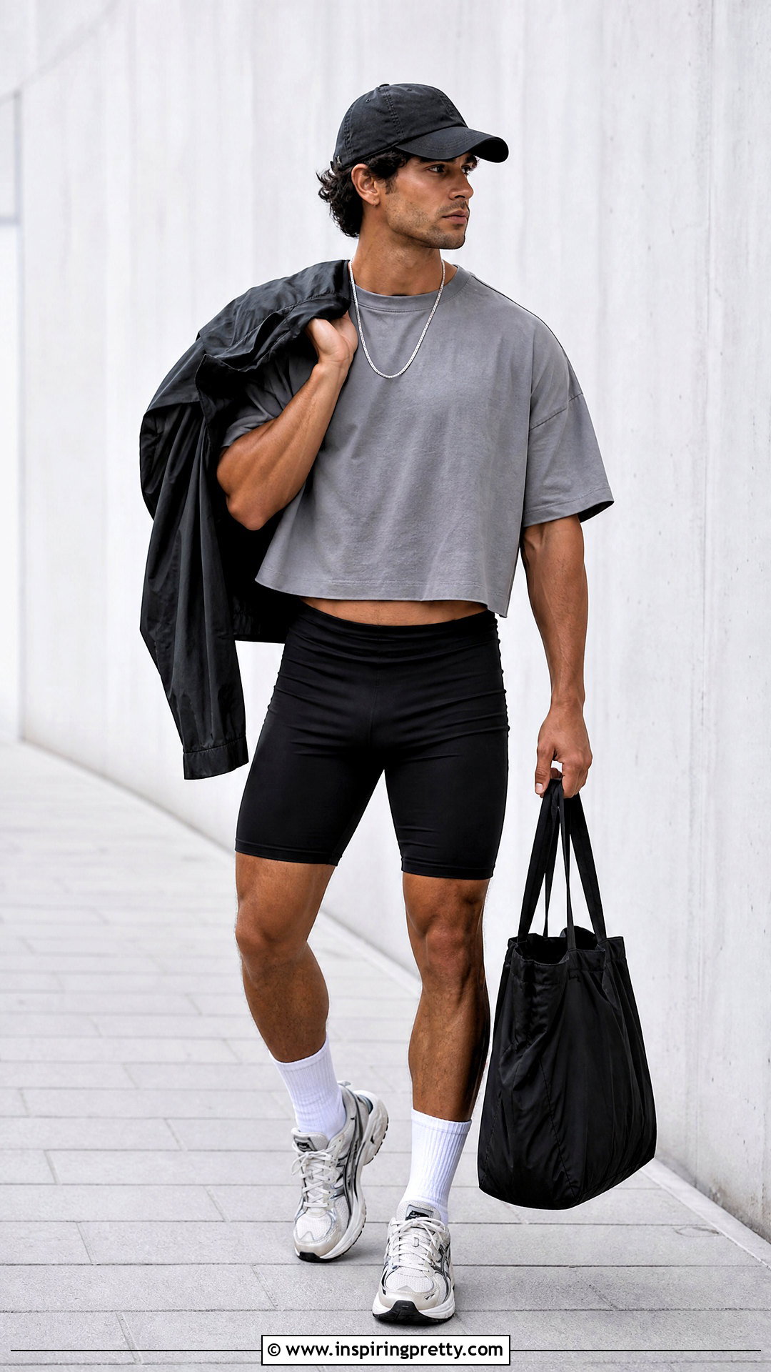 Oversized Crop Top With Biker Shorts - 25 man crop top aesthetic ideas