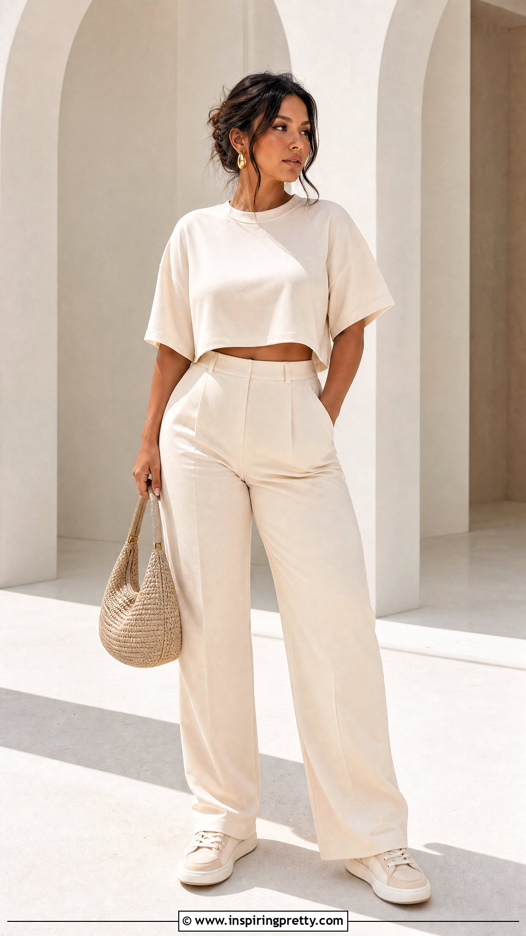 Oversized Crop Top With Monochrome Outfit - 50 oversized crop top outfit ideas