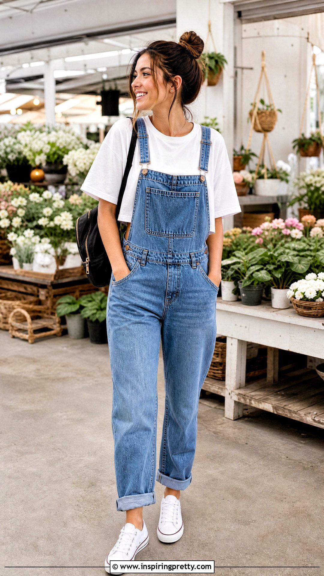 Oversized Crop Top With Overalls - 50 oversized crop top outfit ideas