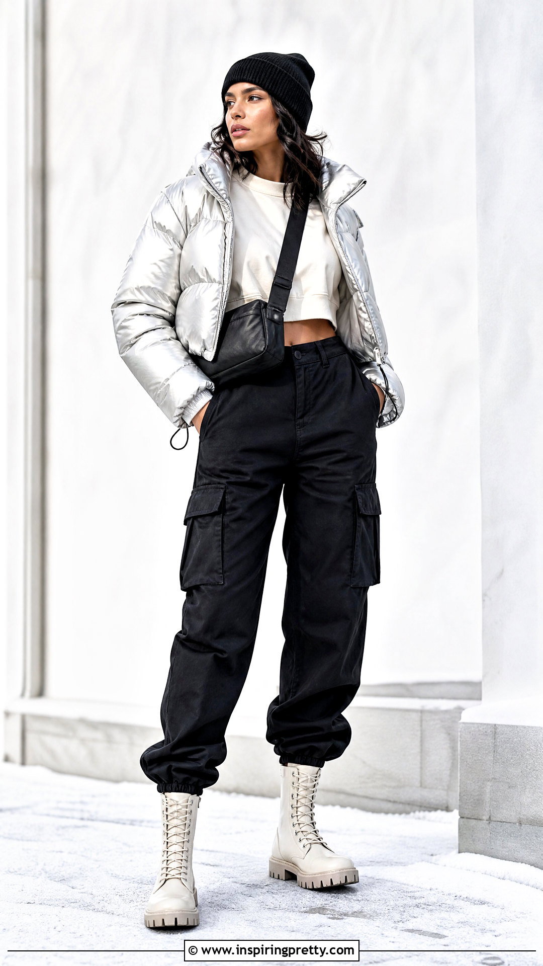 Oversized Crop Top With Puffer Jacket - 50 oversized crop top outfit ideas
