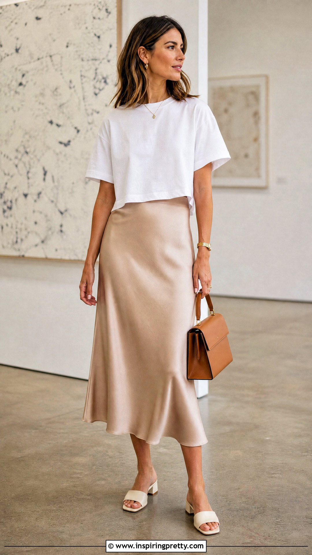 Oversized Crop Top With Satin Skirt - 50 oversized crop top outfit ideas