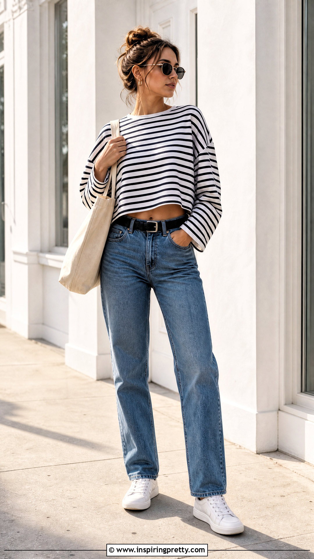 Oversized Crop Top With Straight Leg Jeans - 50 oversized crop top outfit ideas