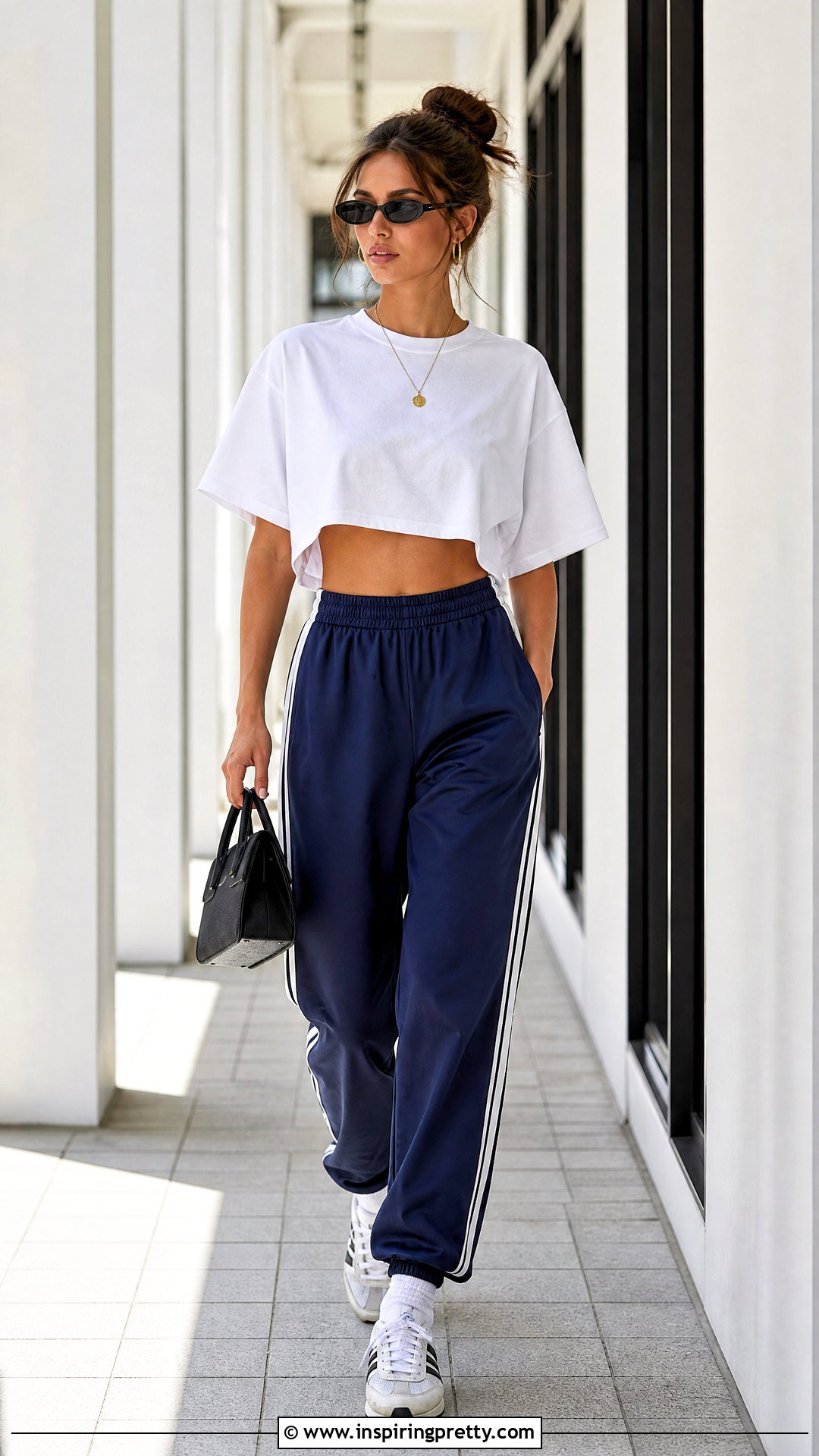 Oversized Crop Top With Track Pants - 50 oversized crop top outfit ideas