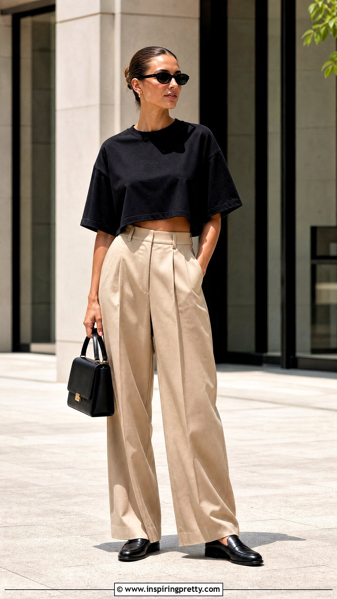 Oversized Crop Top With Wide Leg Trousers - 50 oversized crop top outfit ideas