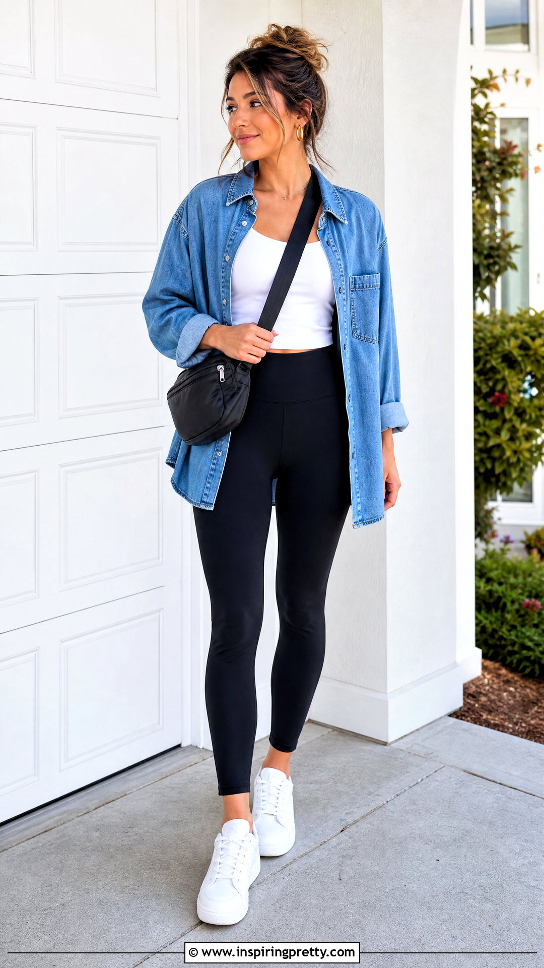 Oversized Denim Shirt With Leggings - 50 jean tops for women