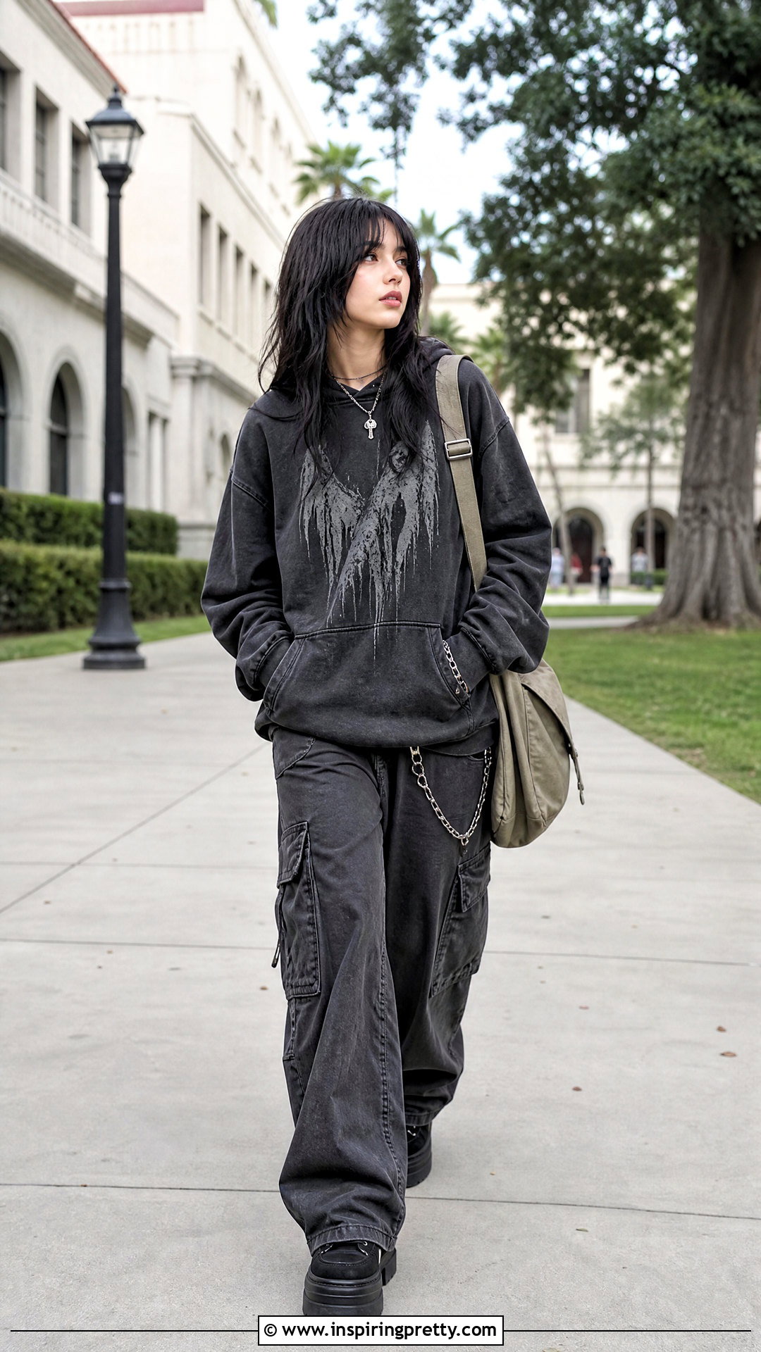 Oversized Emo Hoodie With Cargo Pants - 20 emo tops women