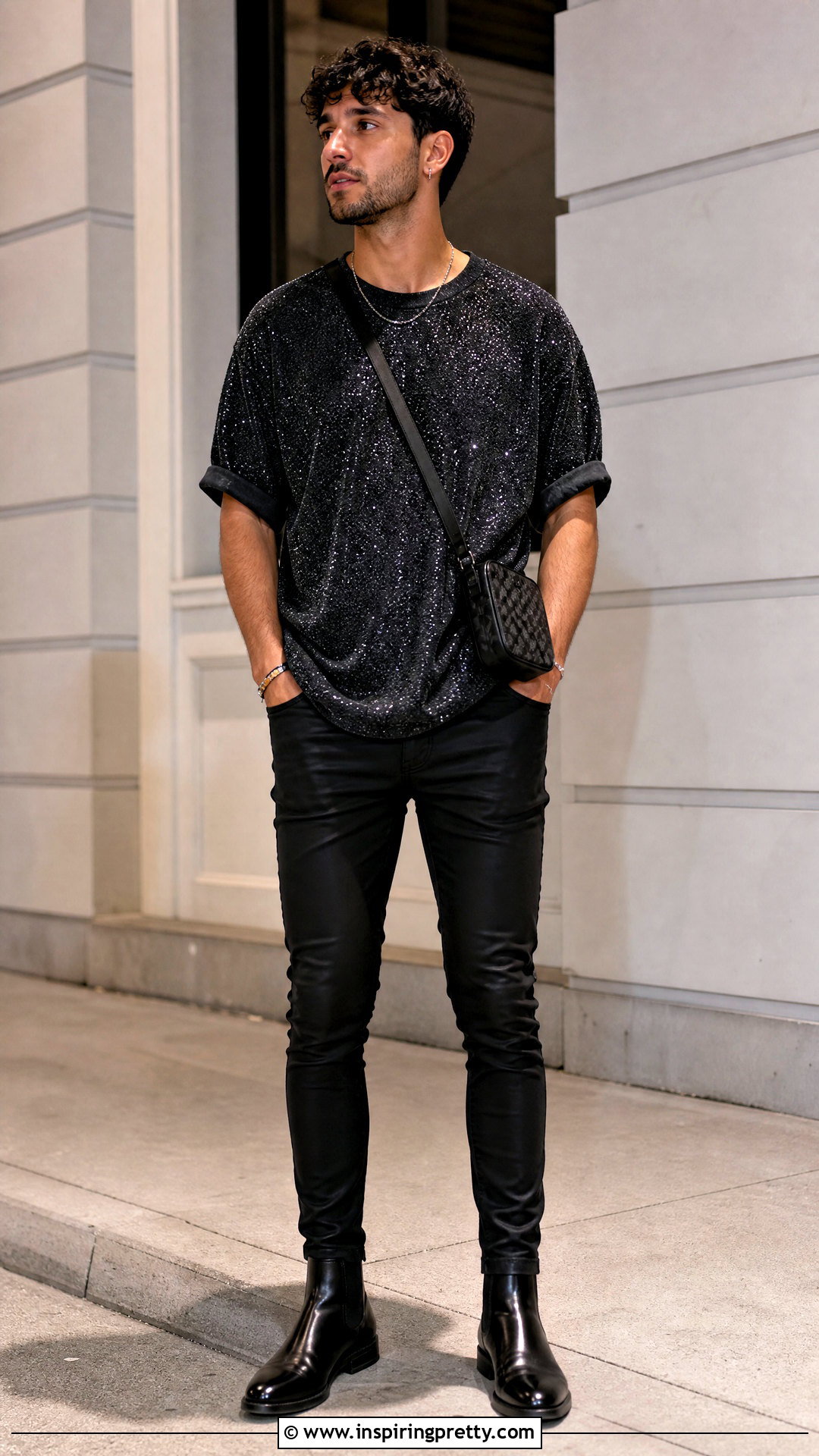 Oversized Glitter Top With Slim Pants - 20 mens glitter tops