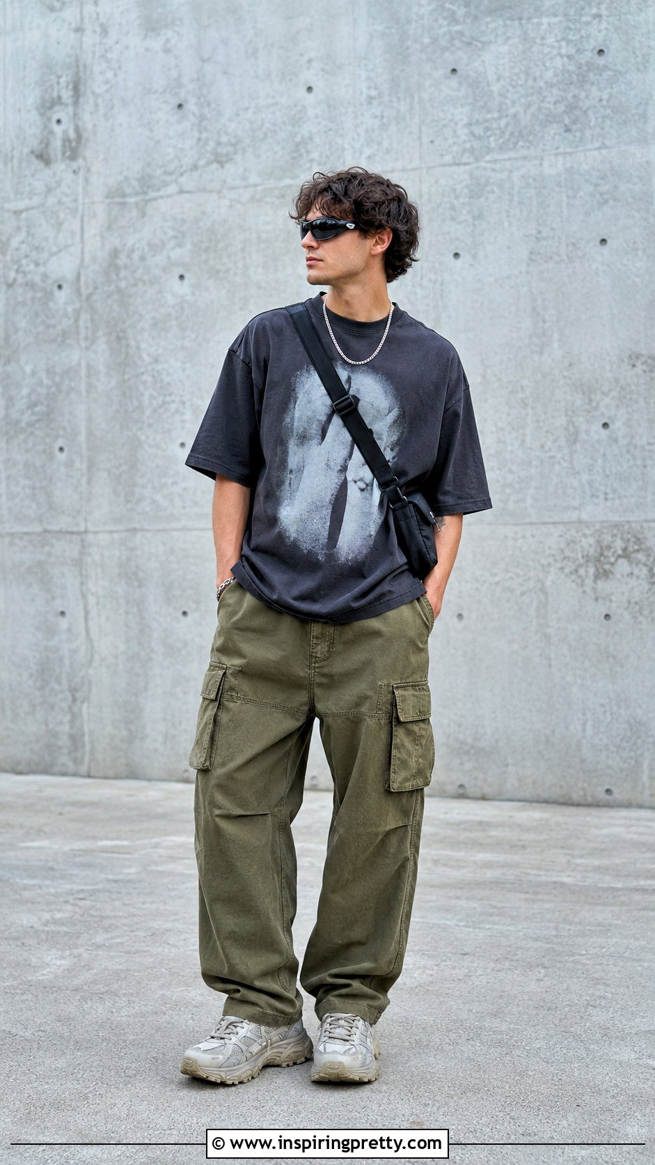 Oversized Graphic Tee With Cargo Pants Outfit - 25 graphic tops men