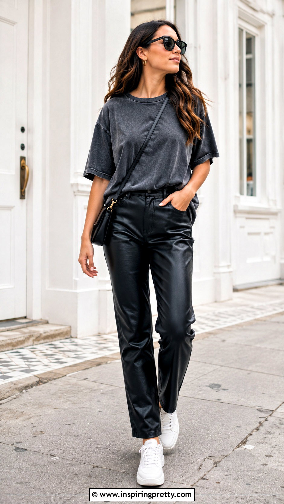 Oversized Graphic Tee With Leather Pants - 25 cute tops with leather pants