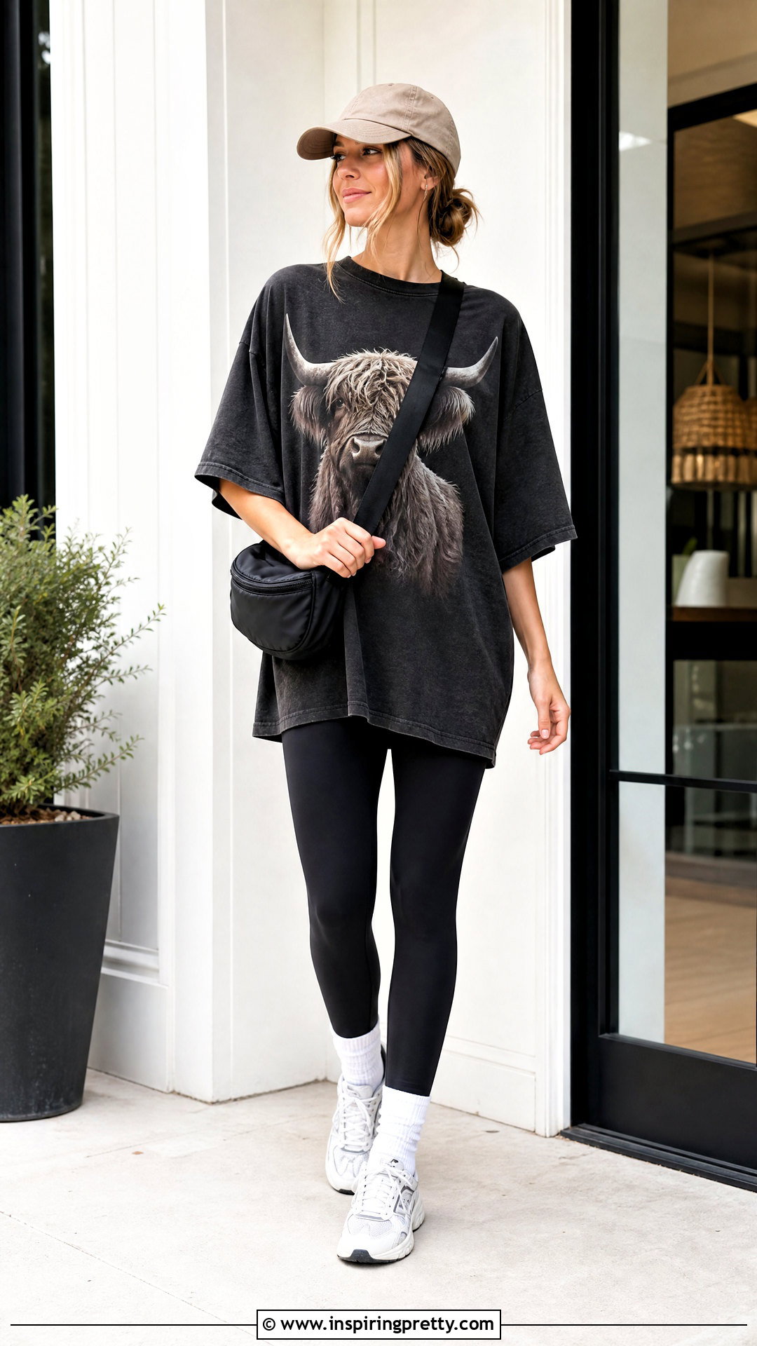 Oversized Highland Cow Top With Leggings - 20 highland cow top outfit ideas