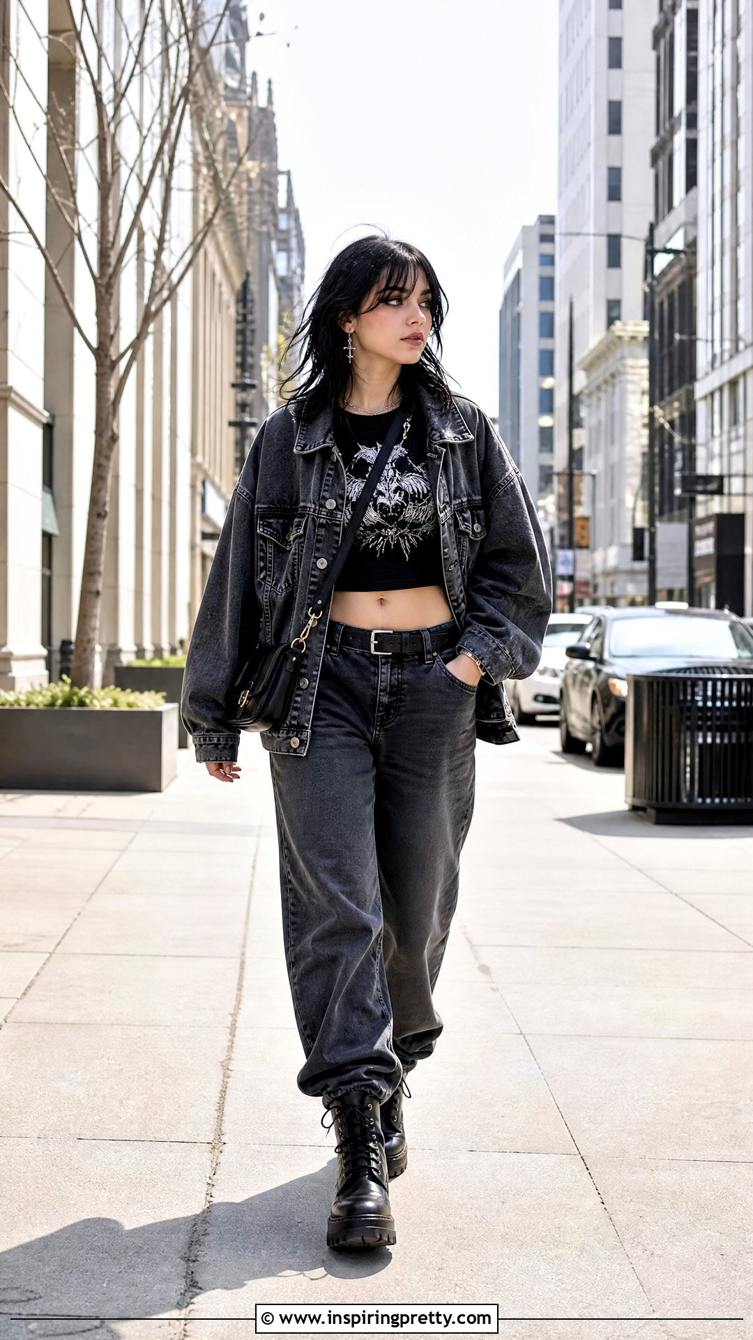 Oversized Jacket And Crop Top Outfit - 25 egirl crop top outfit ideas