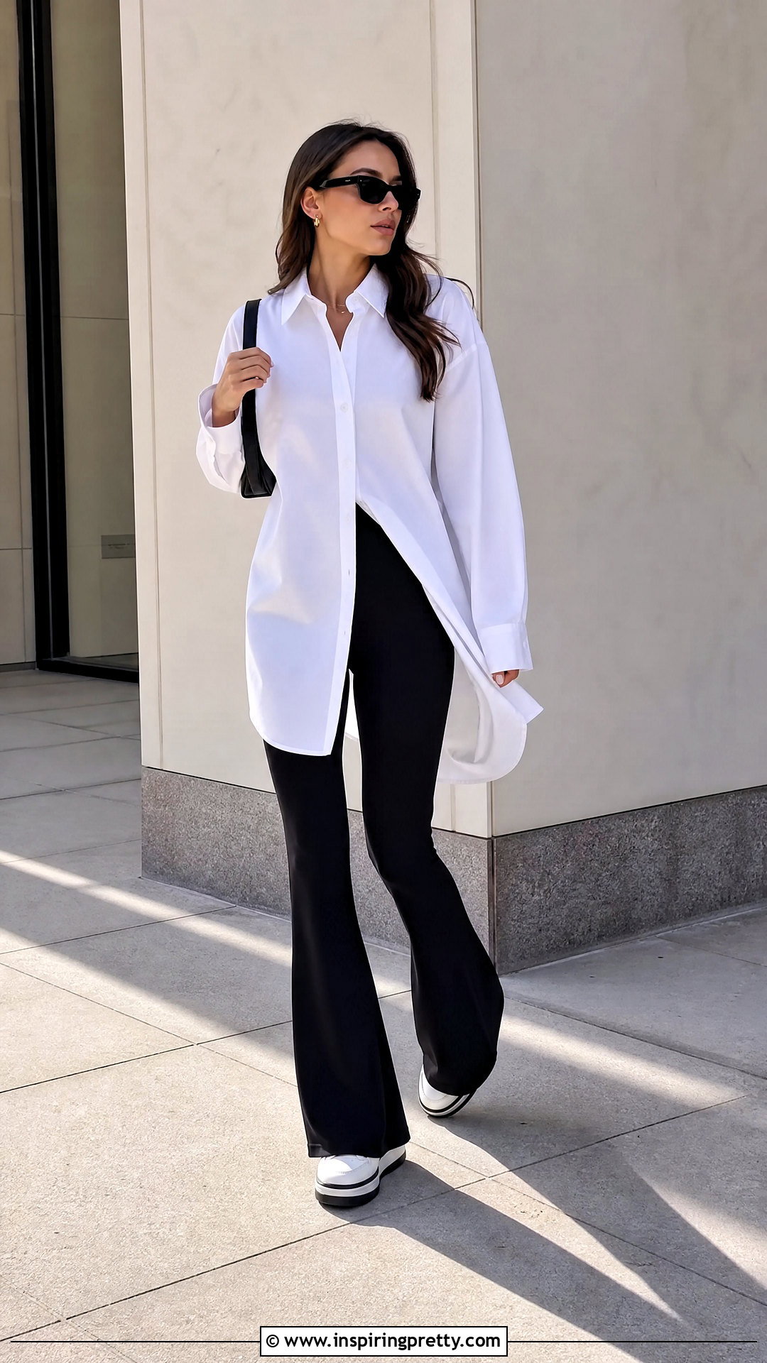 Oversized Long Shirt With Flared Leggings - 50 long tops for women