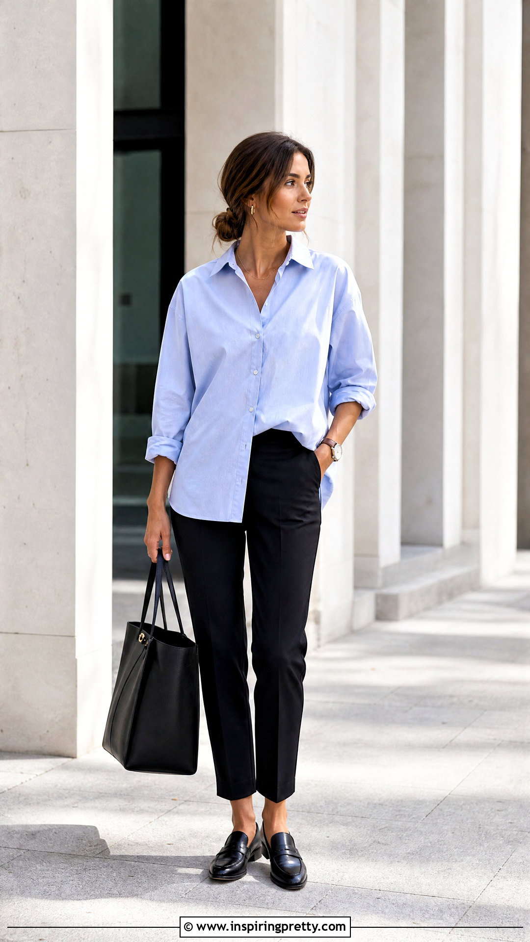 Oversized Poplin Top With Cigarette Pants - 50 trendy tops for women classy ideas