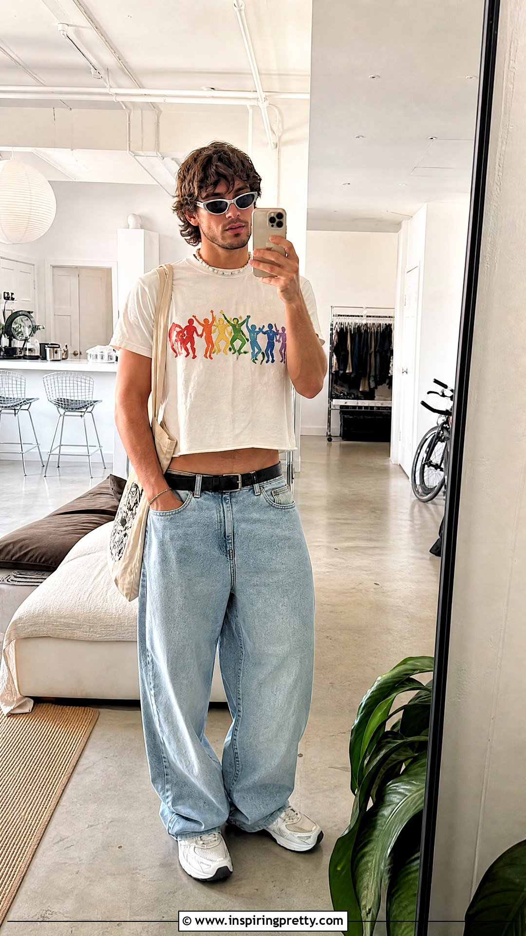 Oversized Pride Crop Top With Baggy Jeans - 20 pride crop top men outfit ideas