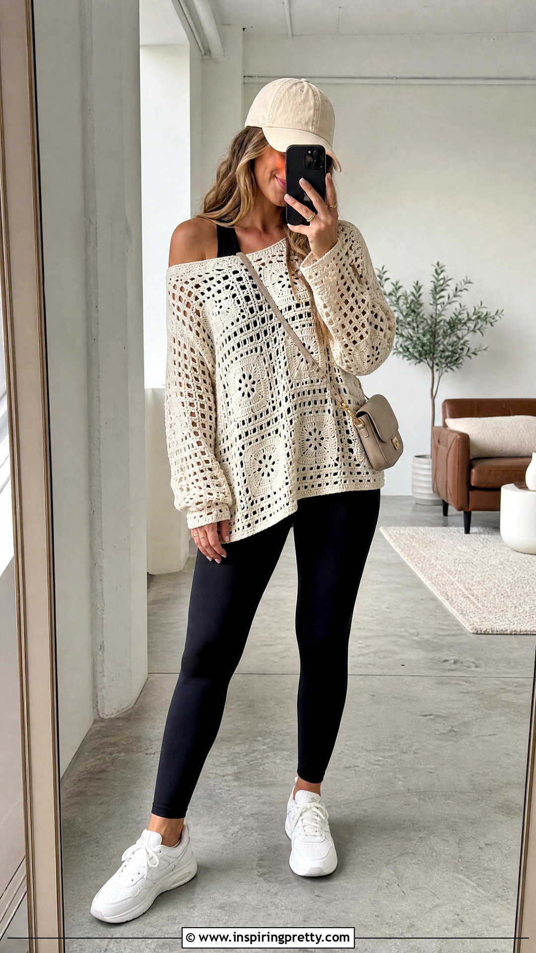 Oversized Rectangle Crochet Top With Leggings - 25 2 Rectangle Crochet Top outfit ideas