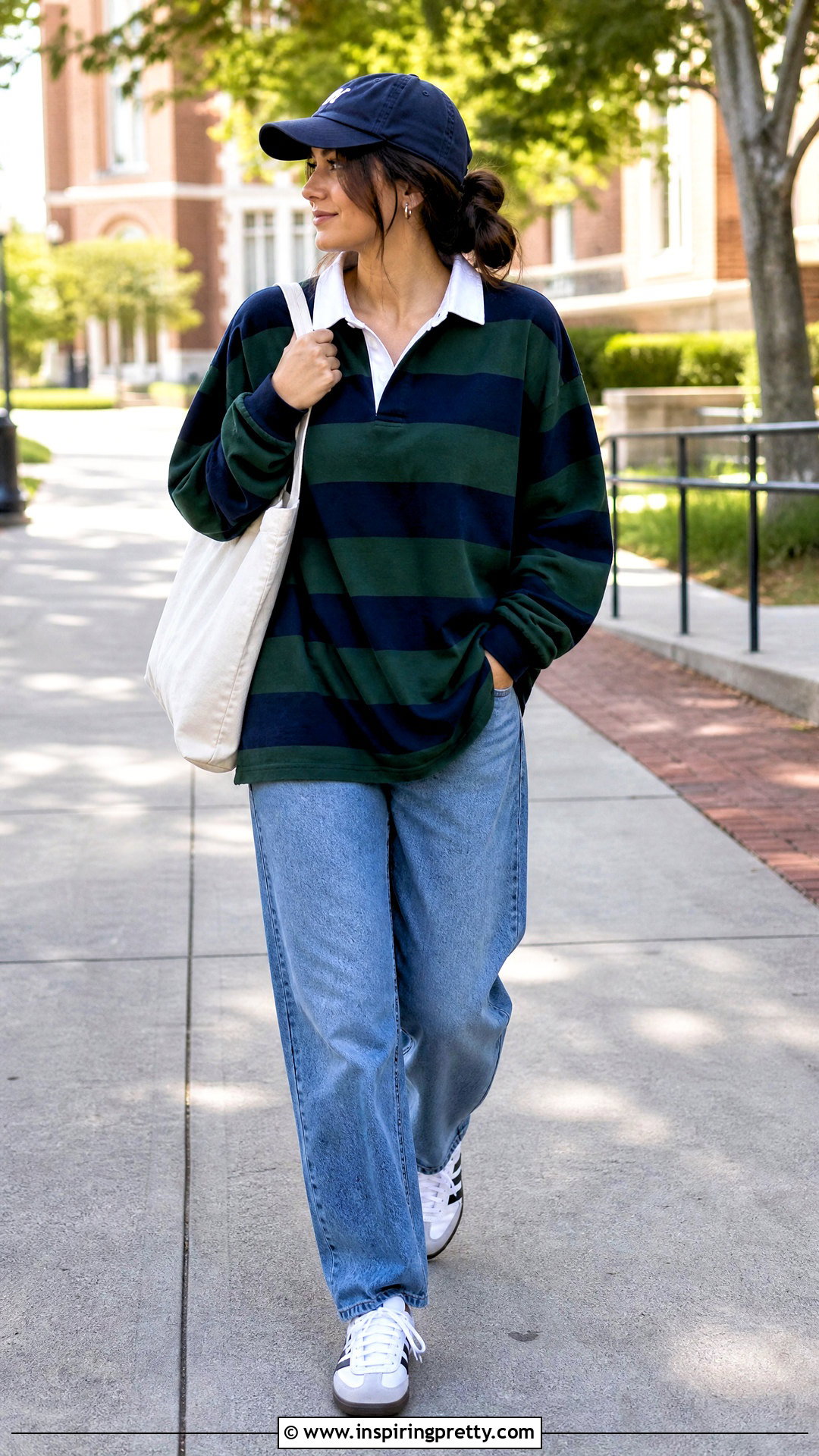 Oversized Rugby Polo With Relaxed Jeans - 50 polo top outfit ideas