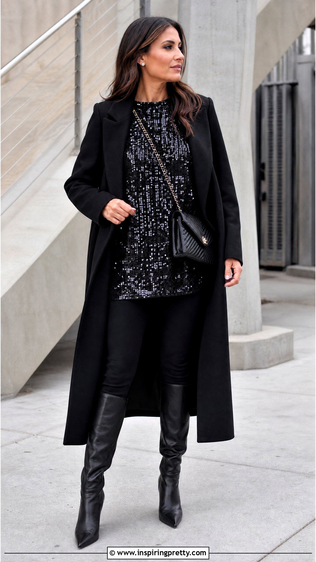 Oversized Sequin Top With Leggings And Boots - 20 sequin tops women's fashion