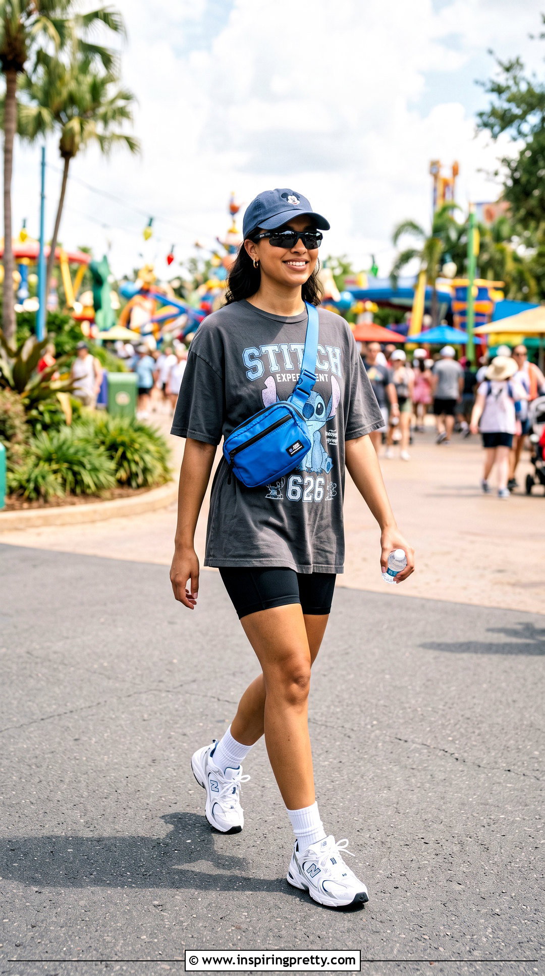 Oversized Stitch T Shirt With Biker Shorts - 20 Cute Stitch T-Shirts & Tank Tops outfit ideas