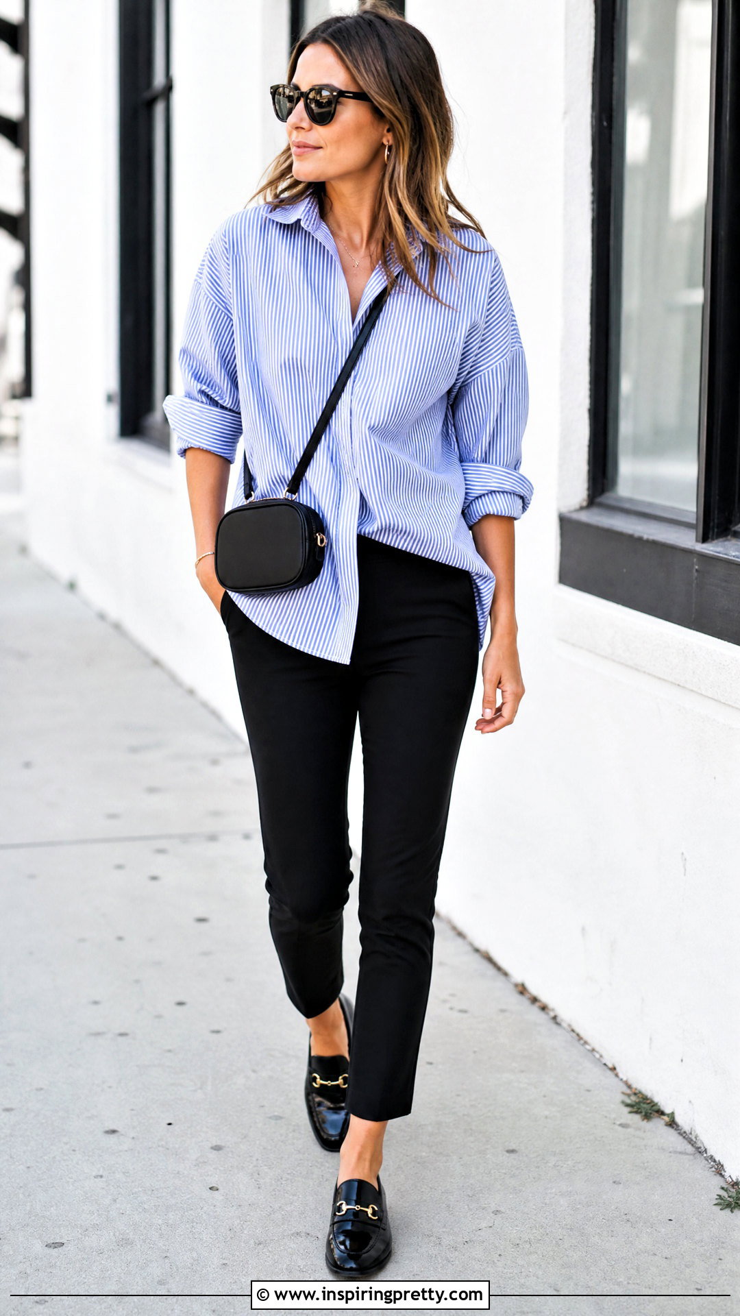 Oversized Striped Shirt Outfit - 50 shirt top designs