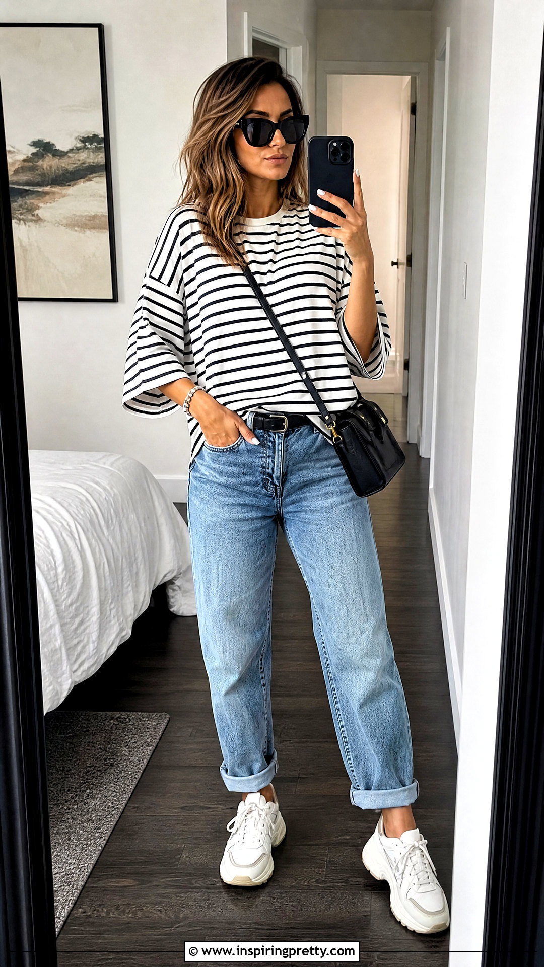 Oversized Striped Tee And Boyfriend Jeans - 20 Striped Top And Jeans Styles