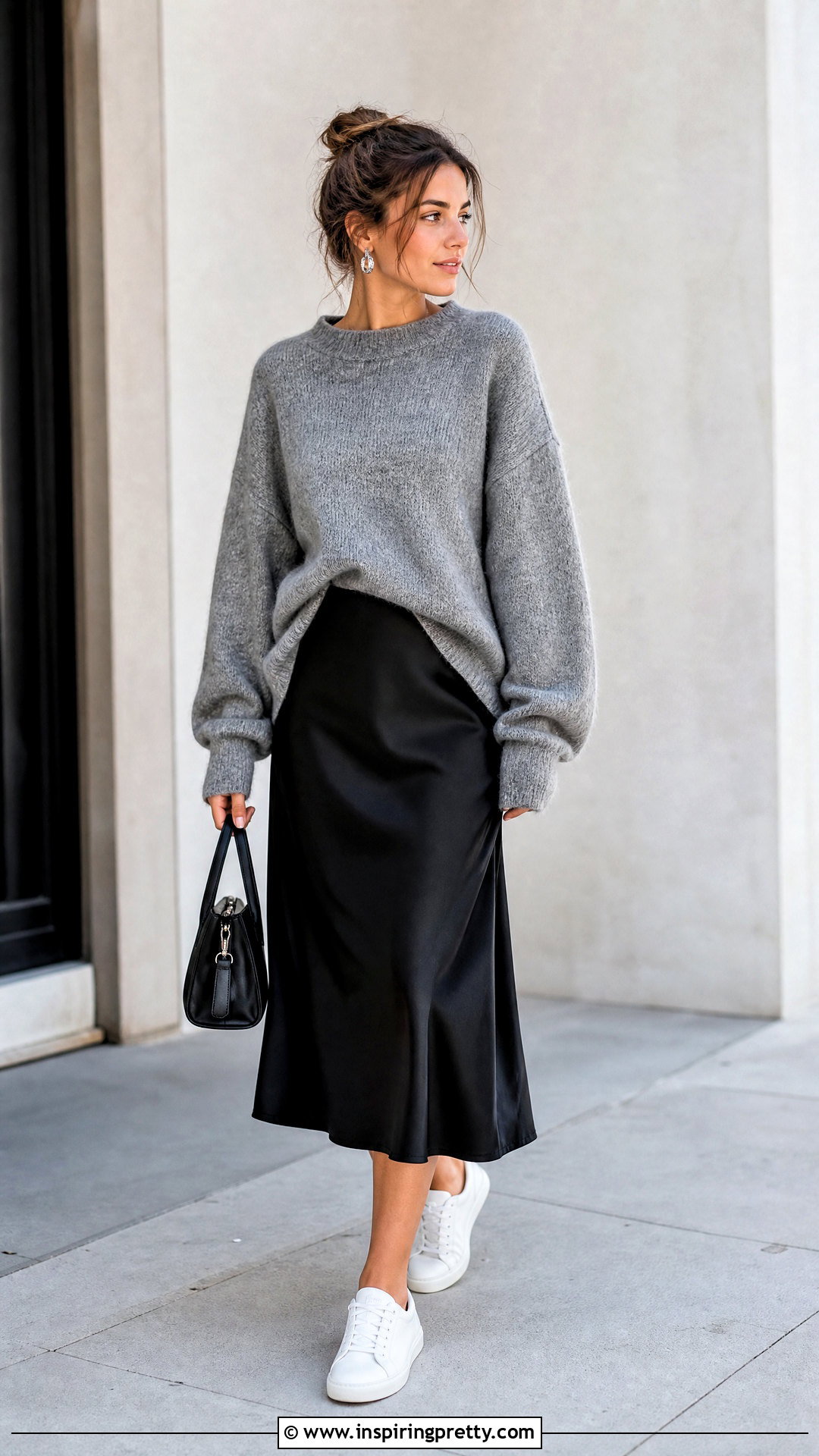 Oversized Sweater With A Midi Skirt - What Top To Wear With A Midi Skirt (20 Ways)