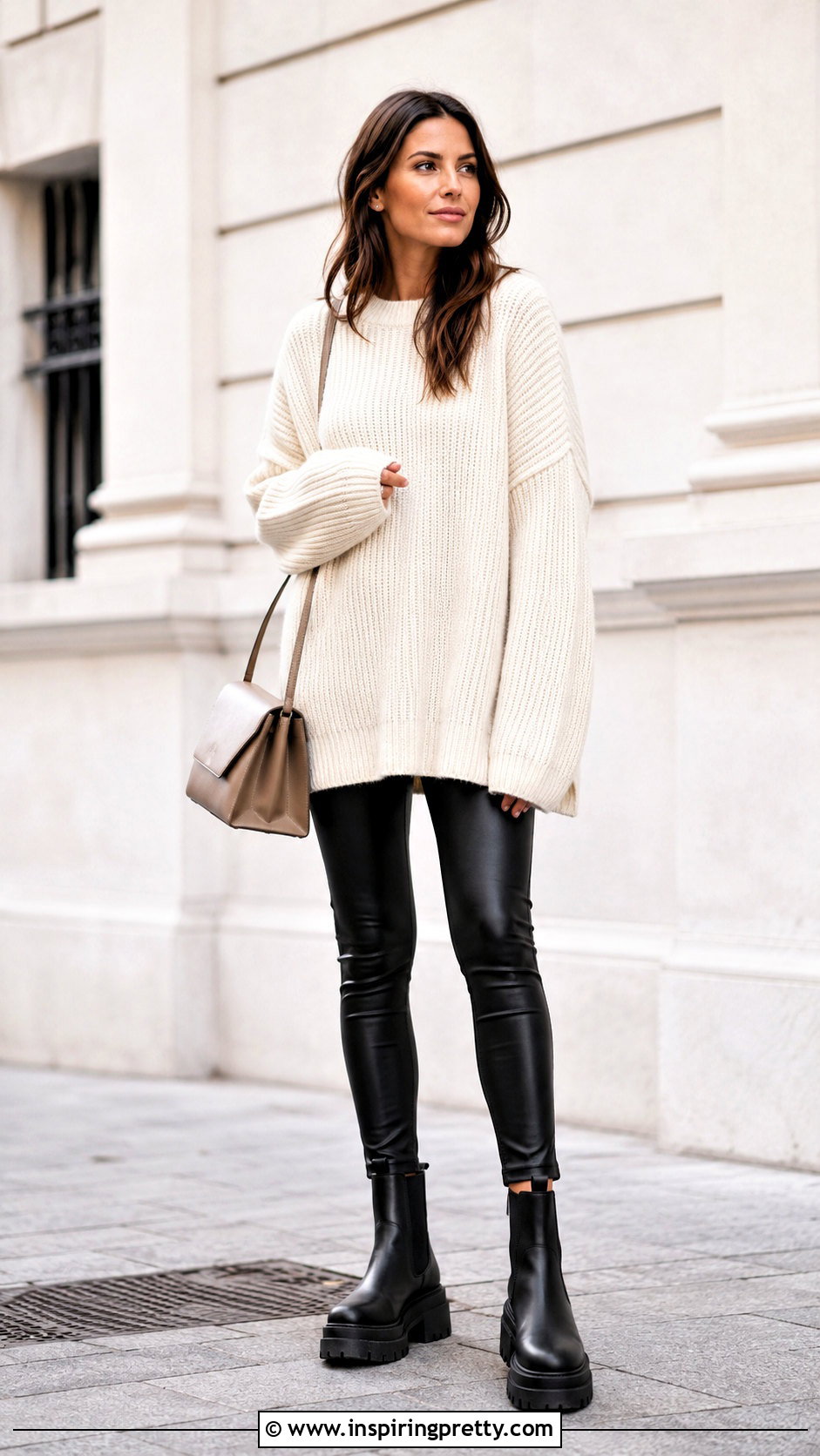 Oversized Sweater With Leather Pants - What Tops Go With Leather Pants (20 Ways)