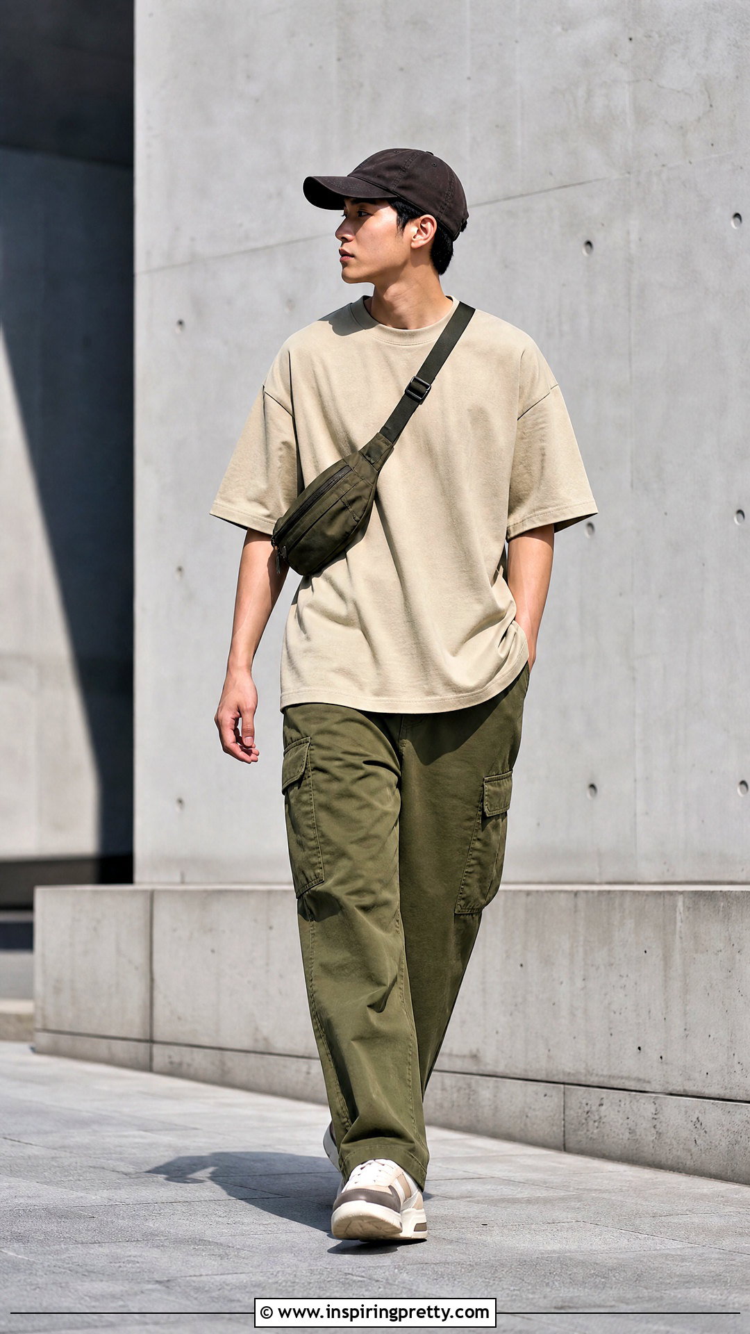 Oversized T Shirt With Cargo Pants - 50 mens tops outfit ideas