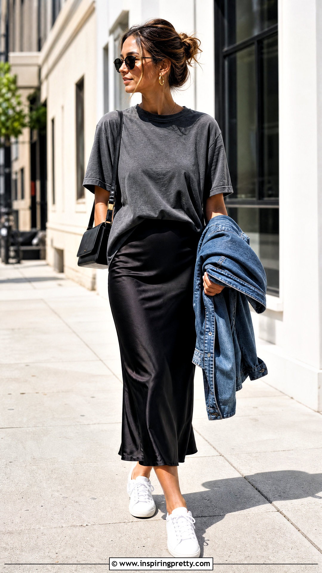 Oversized T Shirt With Slip Skirt - 50 cute top outfit ideas