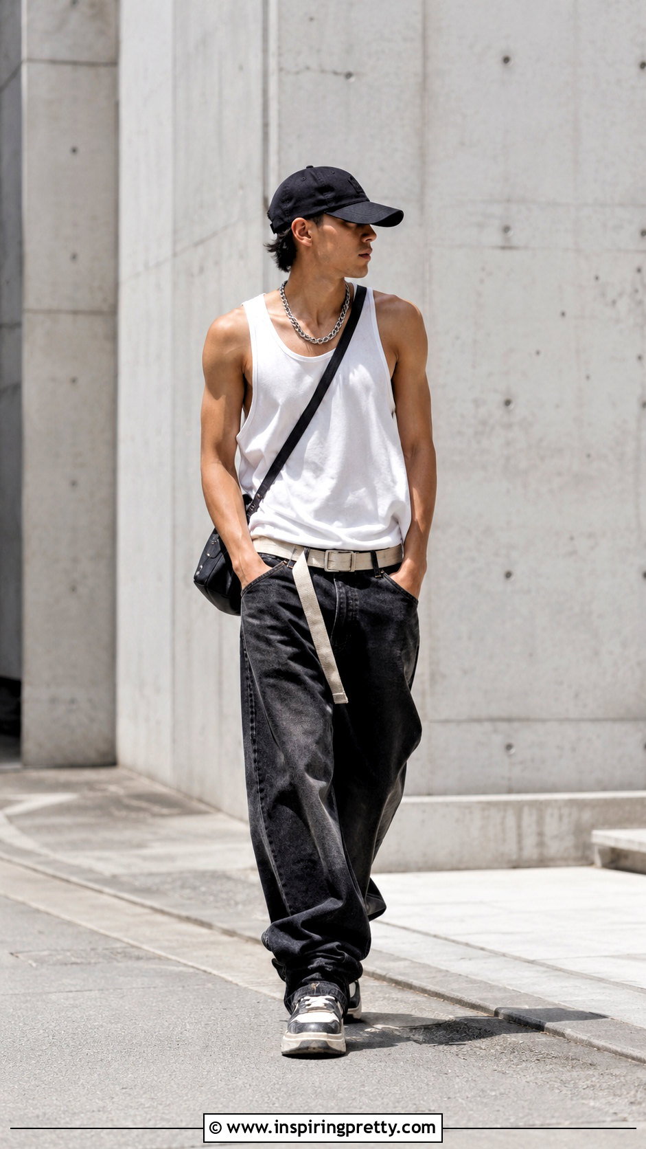 Oversized Tank Top With Baggy Jeans - 20 men tank top outfit ideas
