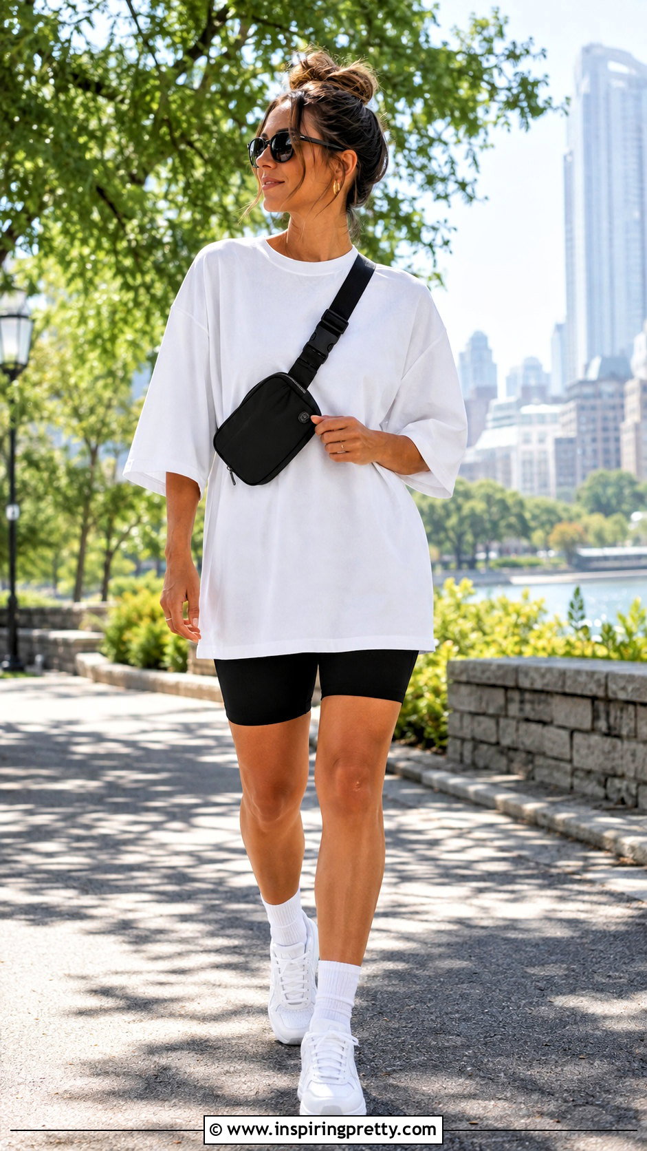 Oversized Tunic Top With Biker Shorts - 50 Tunic Top outfit ideas