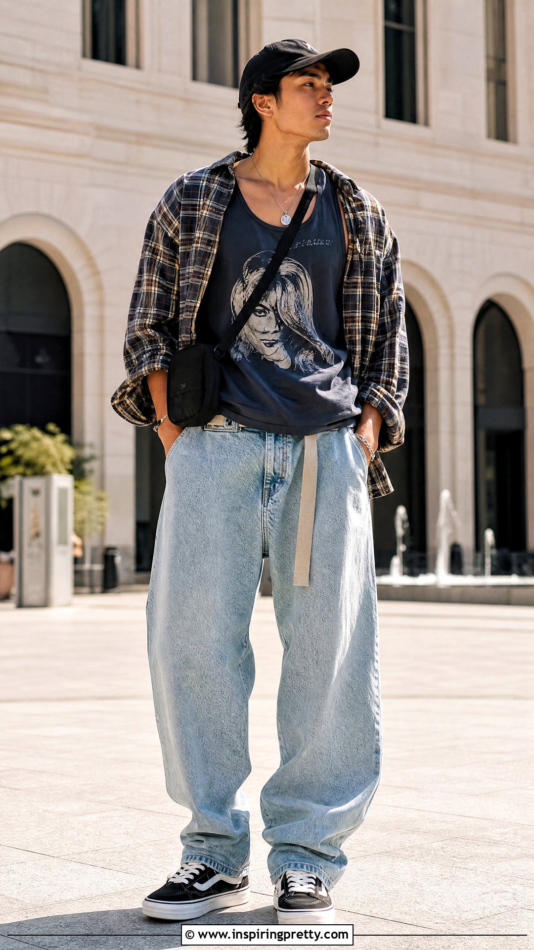 Oversized Vintage Tank Top With Baggy Jeans - 25 vintage tank top outfit men