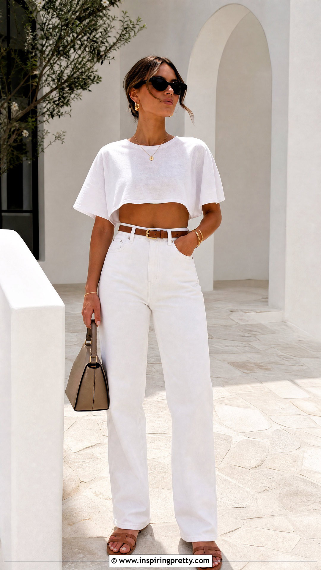 Oversized White Crop Top With White Jeans Outfit - 25 oversized white crop top outfit ideas