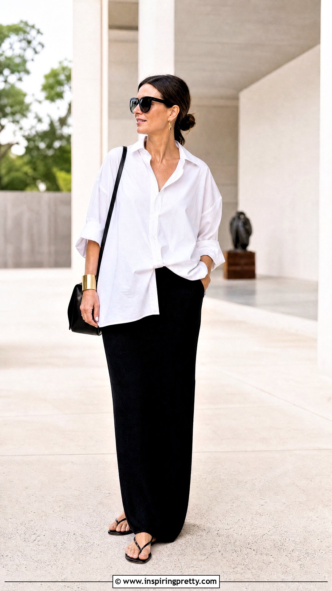 Oversized White Shirt With Column Skirt - 50 trendy tops for women