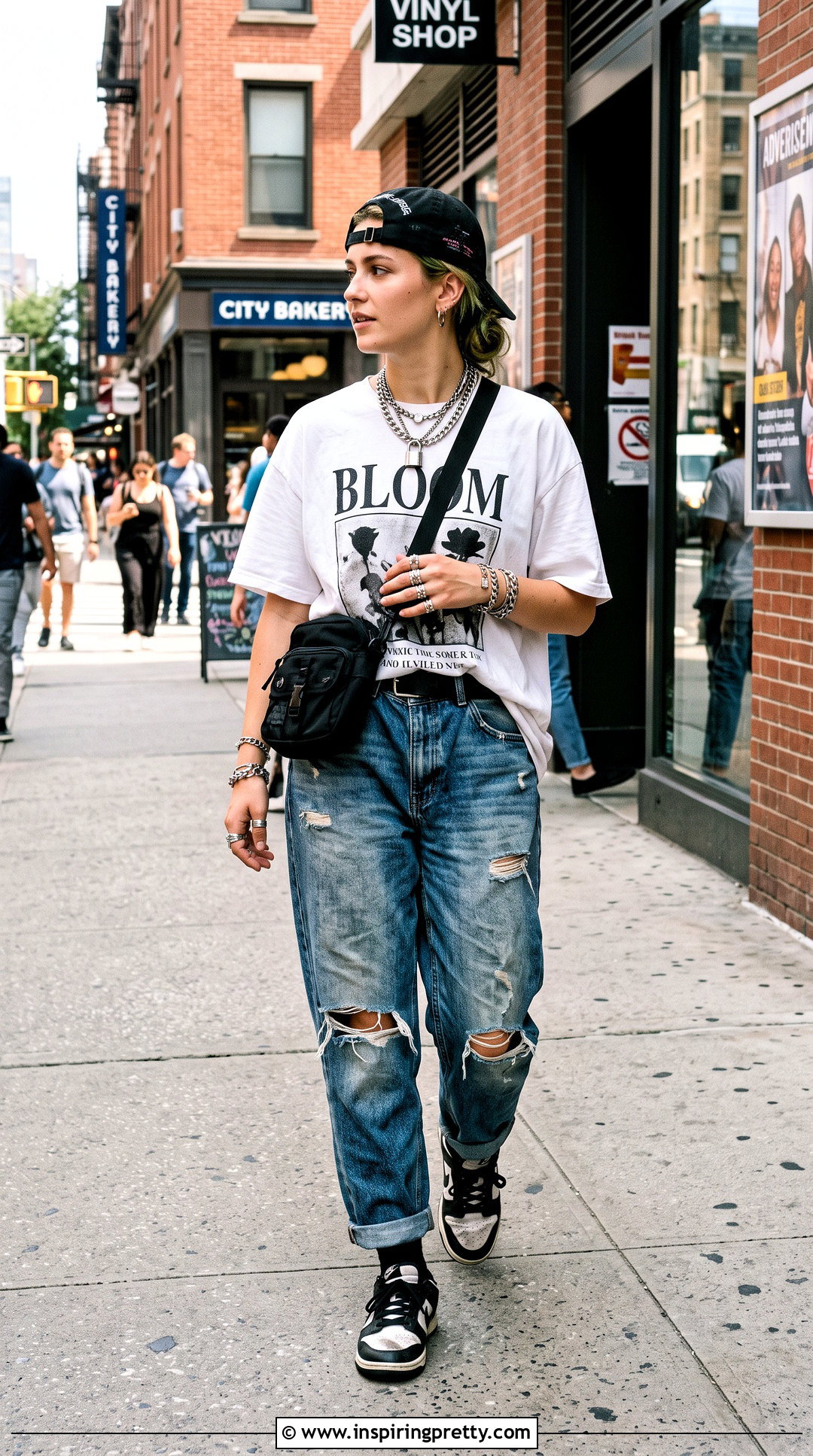 Oversized White T Shirt With Baggy Jeans - 25 Billie Eilish White Top outfit ideas
